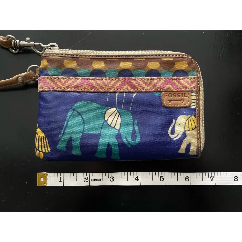FOSSIL Key-Per Colorful Wristlet w/Leather Trim